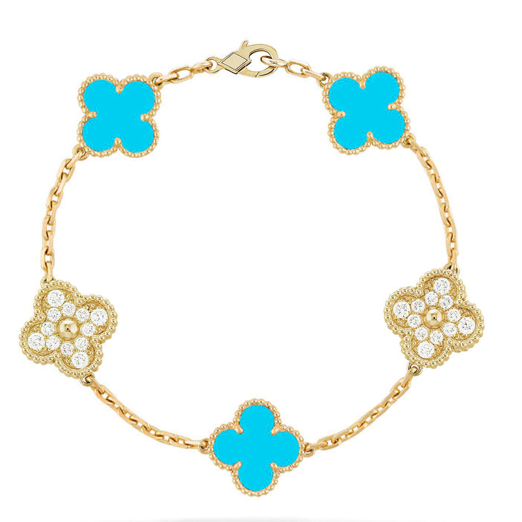 [LUXE] CLOVER 5 MOTIF TURQUOISE BRACELET COLLECTION