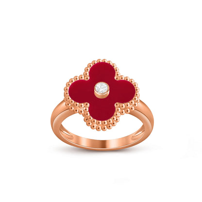 [LUXE] ANILLO DE DIAMANTE TRÉBOL COLECCIÓN ORO ROSA