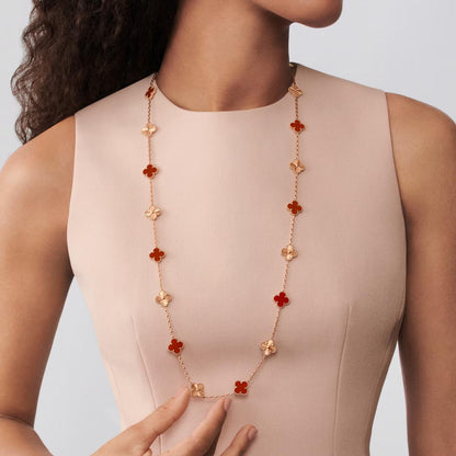 [LUXE]CLOVER 20 MOTIFS LASER CARNELIAN NECKLACE