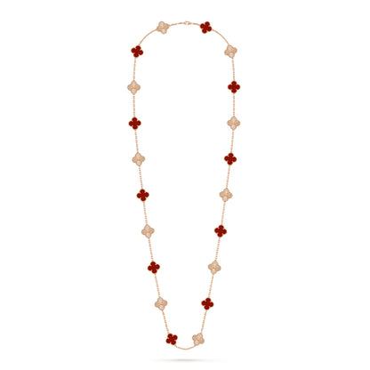 [LUXE]CLOVER 20 MOTIFS LASER CARNELIAN NECKLACE