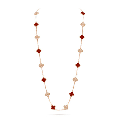 [LUXE]CLOVER 20 MOTIFS LASER CARNELIAN NECKLACE