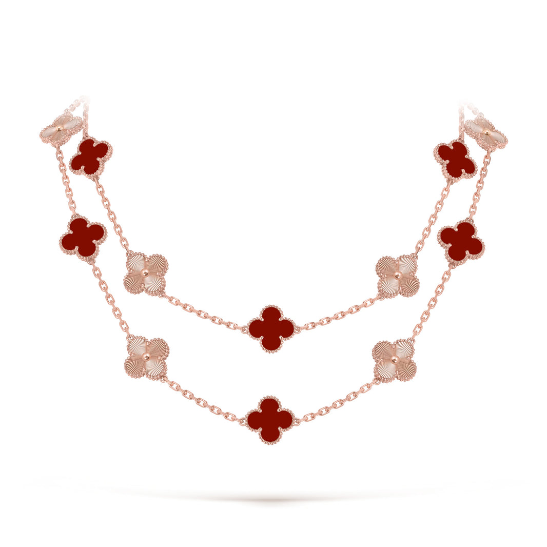 [LUXE]CLOVER 20 MOTIFS LASER CARNELIAN NECKLACE