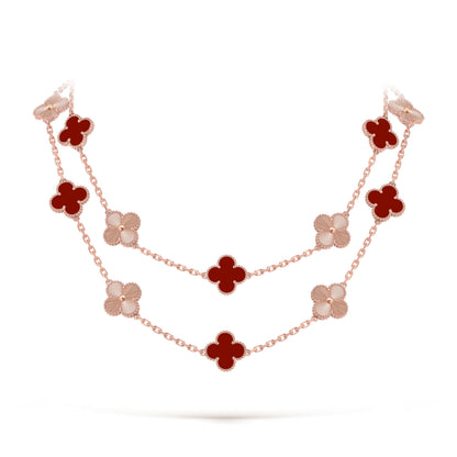 [LUXE]CLOVER 20 MOTIFS LASER CARNELIAN NECKLACE