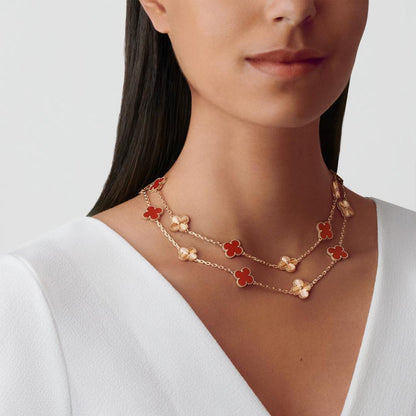 [LUXE]CLOVER 20 MOTIFS LASER CARNELIAN NECKLACE
