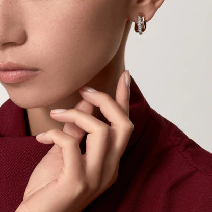 [LUXE] TRINITY HALF DIAMOND  CLASSIC EARRINGS