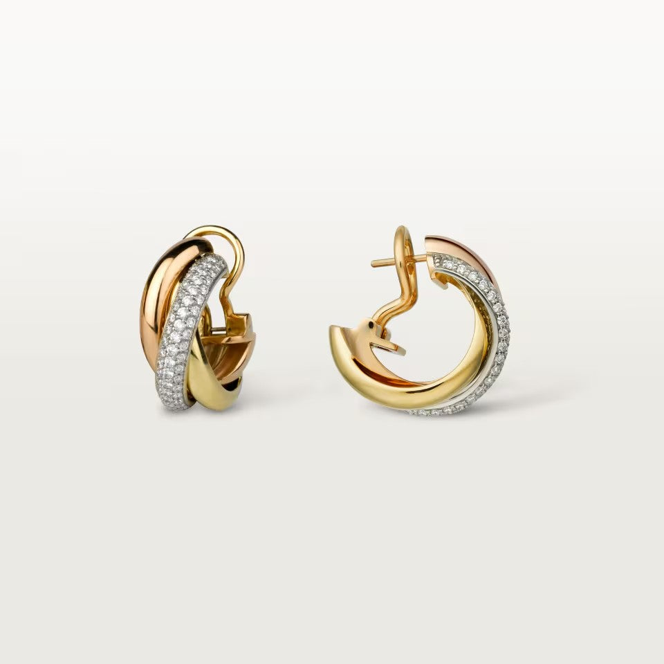 [LUXE] TRINITY HALF DIAMOND  CLASSIC EARRINGS