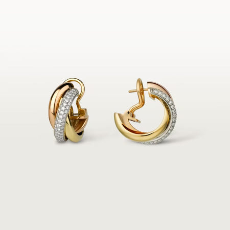 [LUXE] TRINITY HALF DIAMOND  CLASSIC EARRINGS