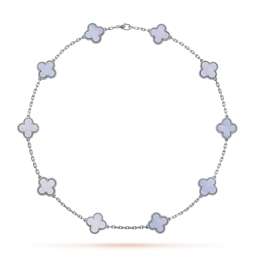 [LUXE]CLOVER 10 MOTIFS BLUE CHALCEDONY NECKLACE