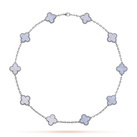 [LUXE]CLOVER 10 MOTIFS BLUE CHALCEDONY NECKLACE