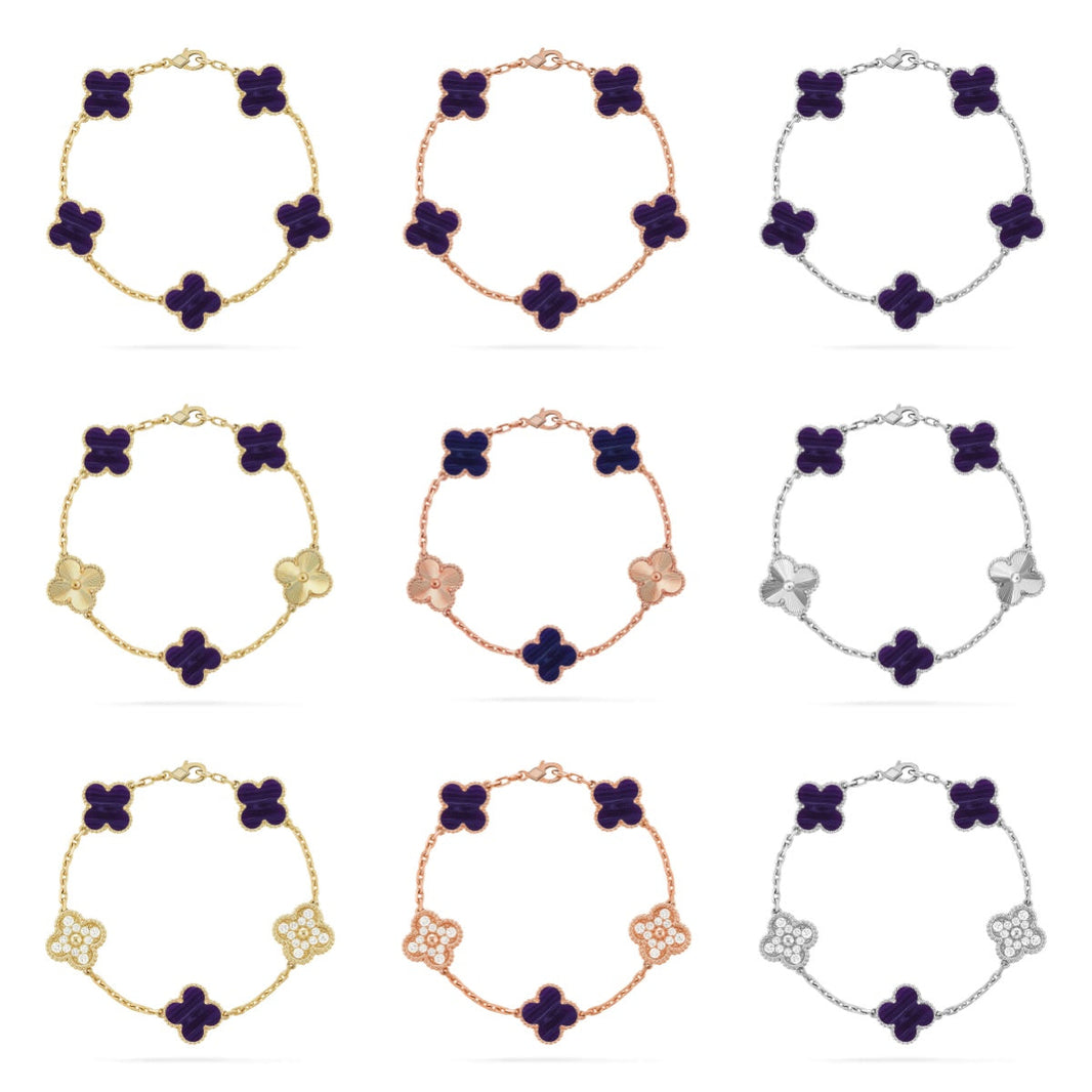 [LUXE]CLOVER 5 MOTIF PURPLE STRIPES BRACELET COLLECTION