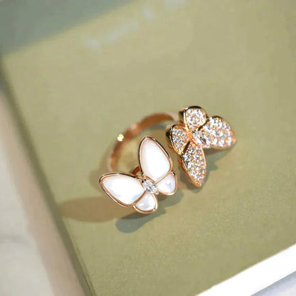 [LUXE]TWIN BUTTERFLY DIAMOND MOP RING