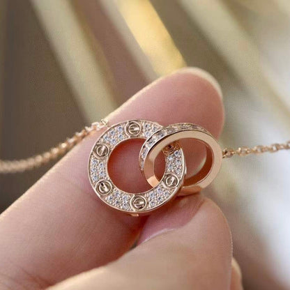 [LUXE] COLLAR LOVE DE 7,6 MM EN ORO ROSA Y PLATA CON DIAMANTES