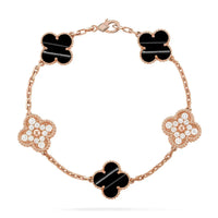 [LUXE]Clover Laser  Pulsar Stone 5-Motif & LOVE Diamond-Paved Bracelet Stack Set