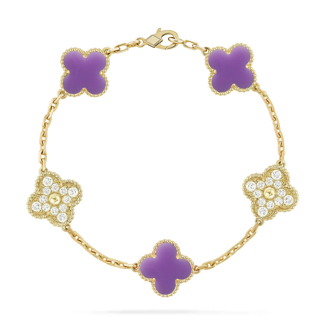 [LUXE]CLOVER 5 MOTIF LIGHT PURPLE BRACELET COLLECTION