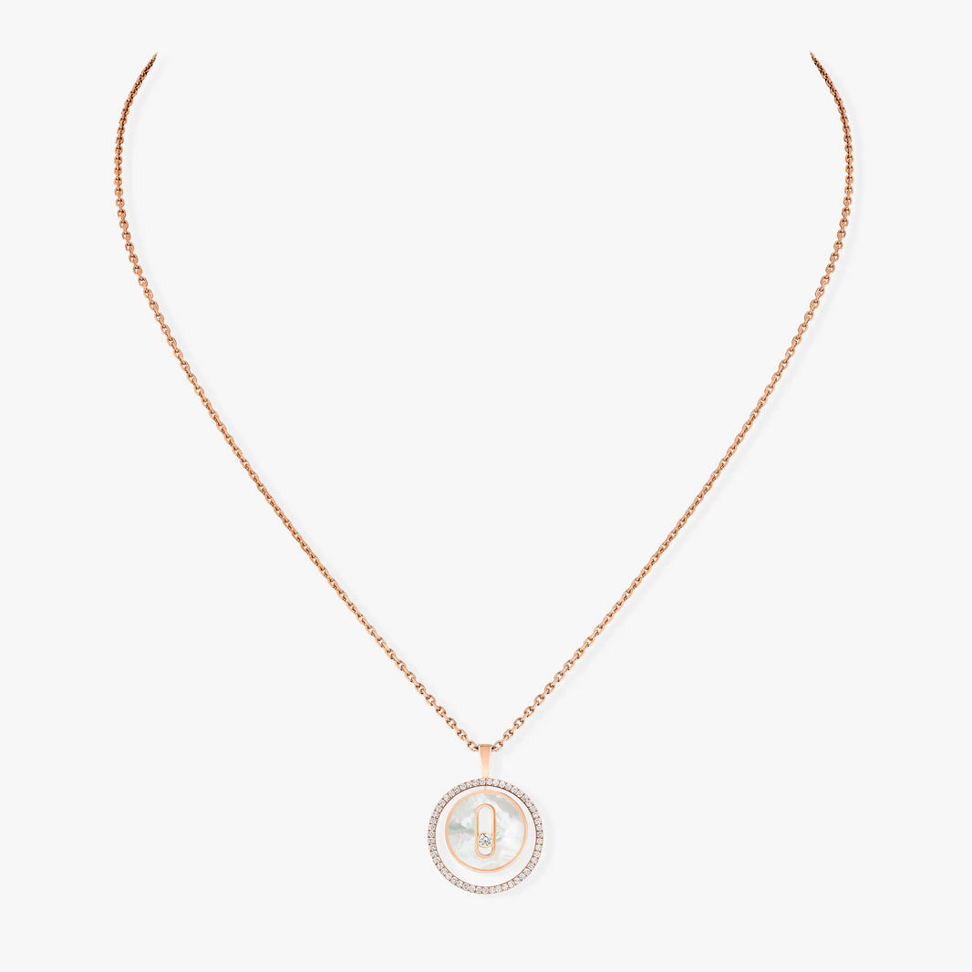 [LUXE] LUCKY MOVE 1 DIAMOND WHITE MOTHER OF PEARL PINK GOLD DIAMOND NECKLACE