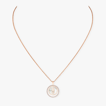 [LUXE] LUCKY MOVE 1 DIAMOND WHITE MOTHER OF PEARL PINK GOLD DIAMOND NECKLACE
