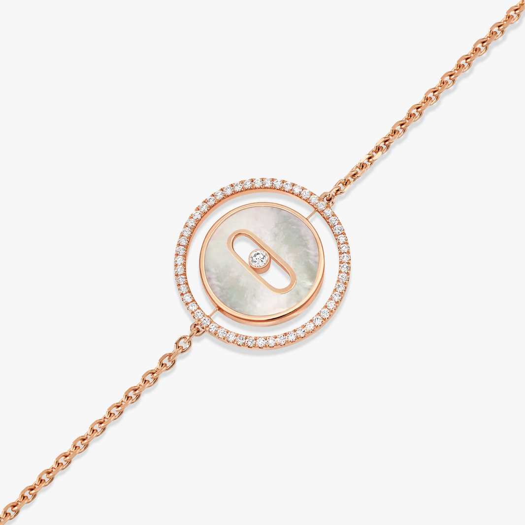 [LUXE] LUCKY MOVE WHITE MOTHER OF PEARL PINK GOLD DIAMOND BRACELET