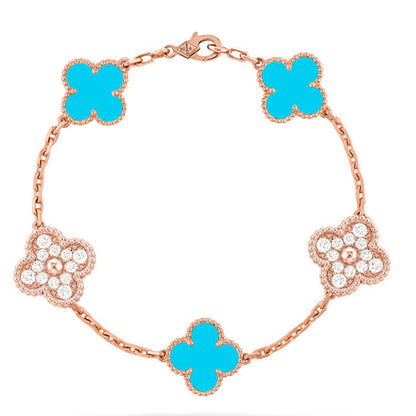 [LUXE] CLOVER 5 MOTIF TURQUOISE BRACELET COLLECTION