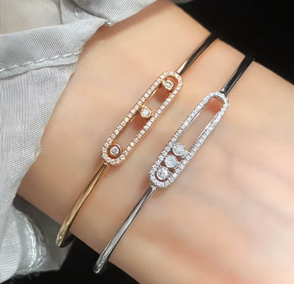 [LUXE] Move Pavé Diamond Bangle Bracelet M