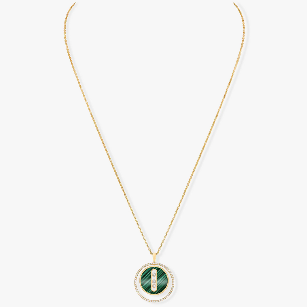 [LUXE] LUCKY MOVE 3 DIAMOND MALACHITE GOLD DIAMOND NECKLACE