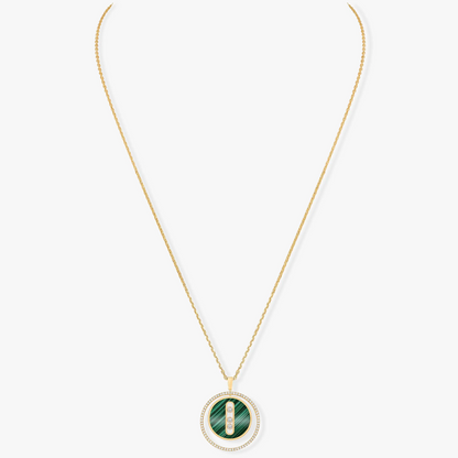 [LUXE] LUCKY MOVE 3 DIAMOND MALACHITE GOLD DIAMOND NECKLACE