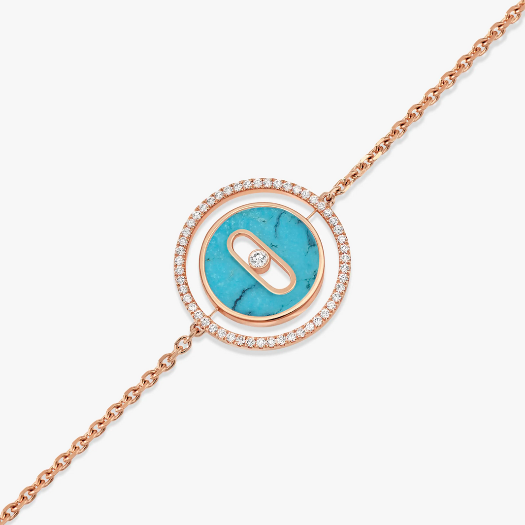 [LUXE] LUCKY MOVE TURQUOISE PINK GOLD DIAMOND BRACELET