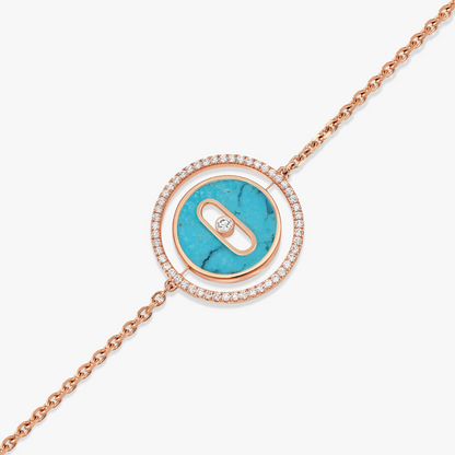 [LUXE] LUCKY MOVE TURQUOISE PINK GOLD DIAMOND BRACELET