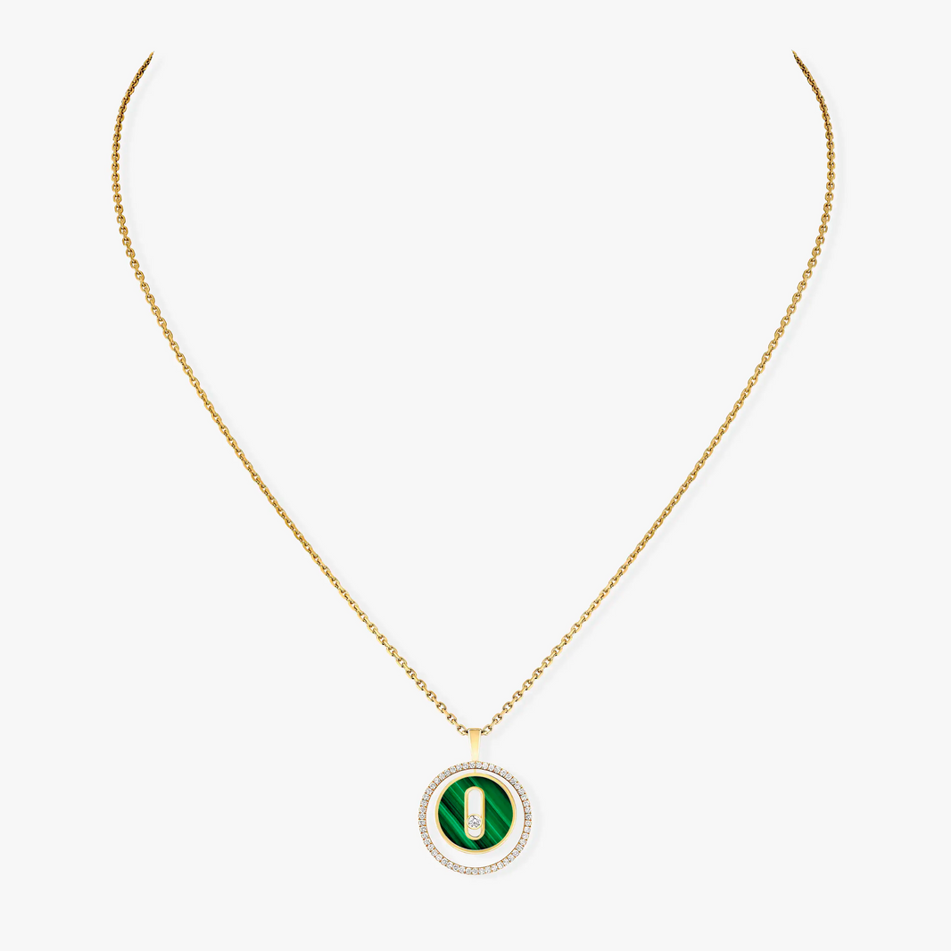 [LUXE] LUCKY MOVE 1 DIAMOND MALACHITE GOLD DIAMOND NECKLACE