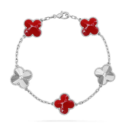 [LUXE]CLOVER 5 MOTIF RED PATTERN BRACELET COLLECTION
