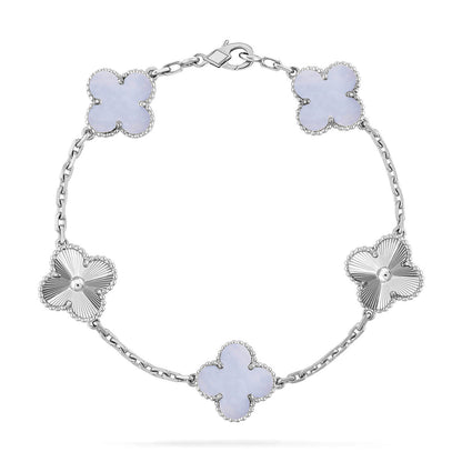 [LUXE] CLOVER 5 MOTIF PURPLE CHALCEDONY BRACELET COLLECTION