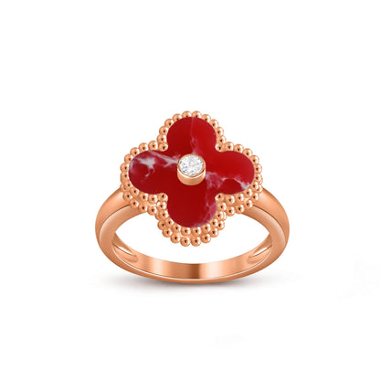 [LUXE] ANILLO DE DIAMANTE TRÉBOL COLECCIÓN ORO ROSA