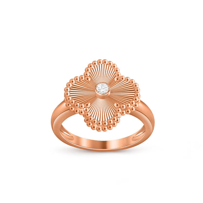 [LUXE] ANILLO DE DIAMANTE TRÉBOL COLECCIÓN ORO ROSA