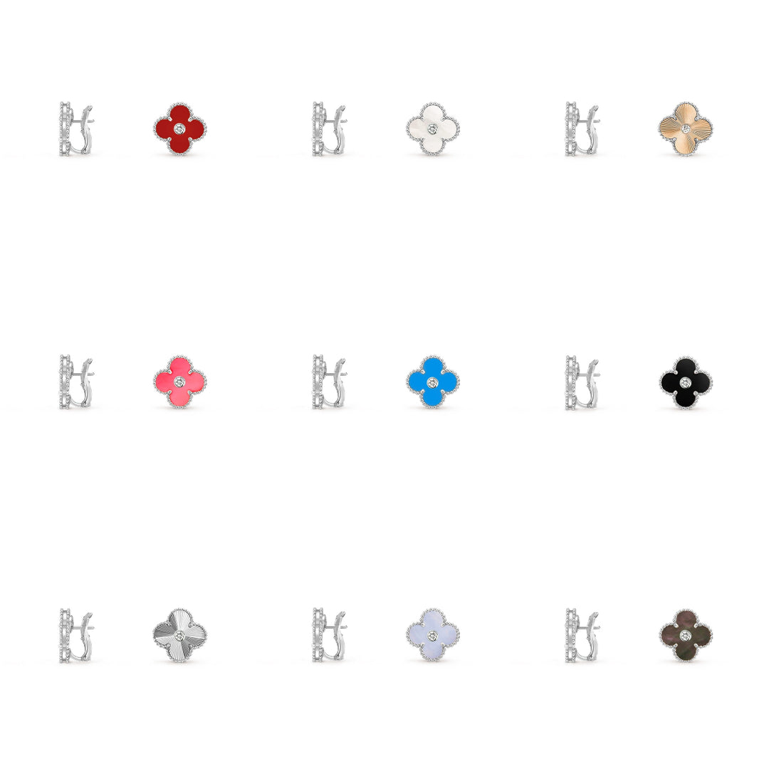 [LUXE]CLOVER SILVER 15MM MOP DIAMOND EARRINGS COLLECTION