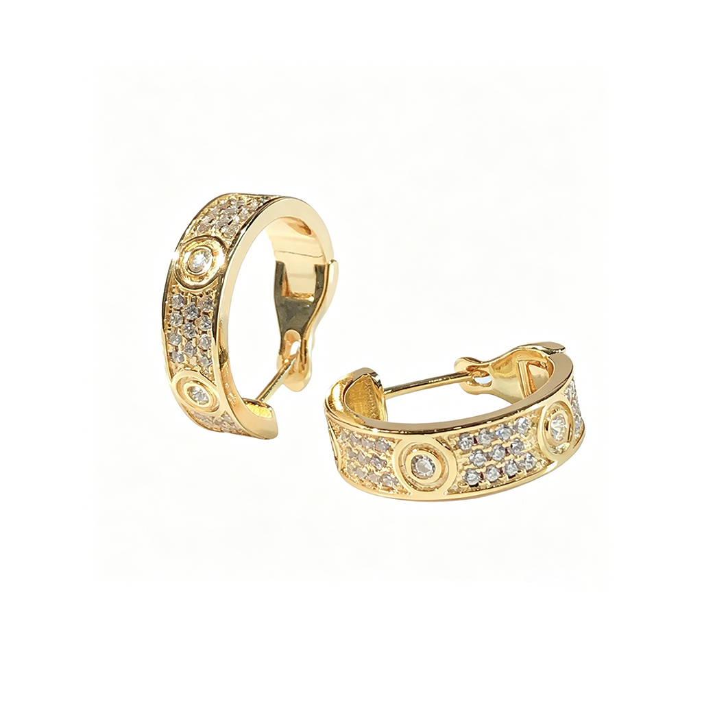 [LUXE] LOVE 5.5MM DIAMOND PAVED EARRINGS
