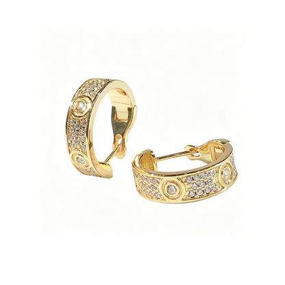 [LUXE] LOVE 5.5MM DIAMOND PAVED EARRINGS
