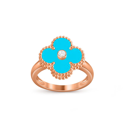 [LUXE] ANILLO DE DIAMANTE TRÉBOL COLECCIÓN ORO ROSA