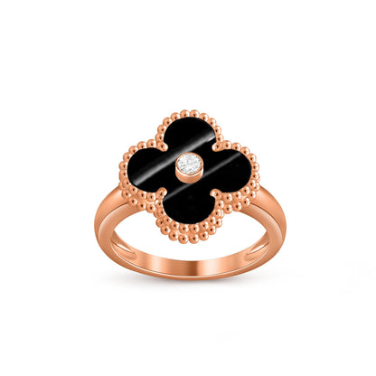 [LUXE] ANILLO DE DIAMANTE TRÉBOL COLECCIÓN ORO ROSA