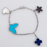 [LUXE]PULSERA DE PLATA LUCKY SPRING CON 4 MOTIVOS