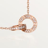 [LUXE] COLLAR LOVE DE 7,6 MM EN ORO ROSA Y PLATA CON DIAMANTES