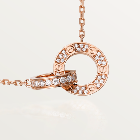 [LUXE] COLLAR LOVE DE 7,6 MM EN ORO ROSA Y PLATA CON DIAMANTES