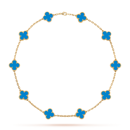 [LUXE]CLOVER 10 MOTIFS BLUE AGATE NECKLACE