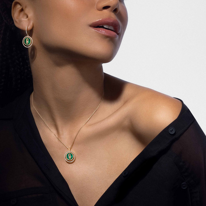 [LUXE] LUCKY MOVE 1 DIAMOND MALACHITE GOLD DIAMOND NECKLACE