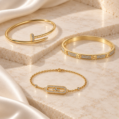 [LUXE] LOVE & JUSTE Baby Move Diamond Bracelet Stack Set