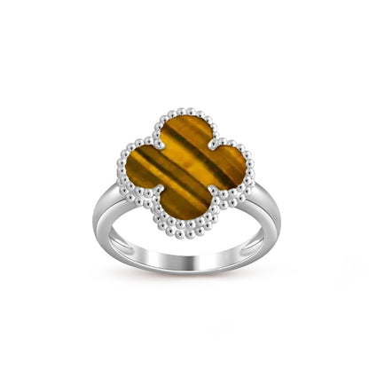 COLECCIÓN DE ANILLOS DE PLATA DE TRÉBOL [LUXE]