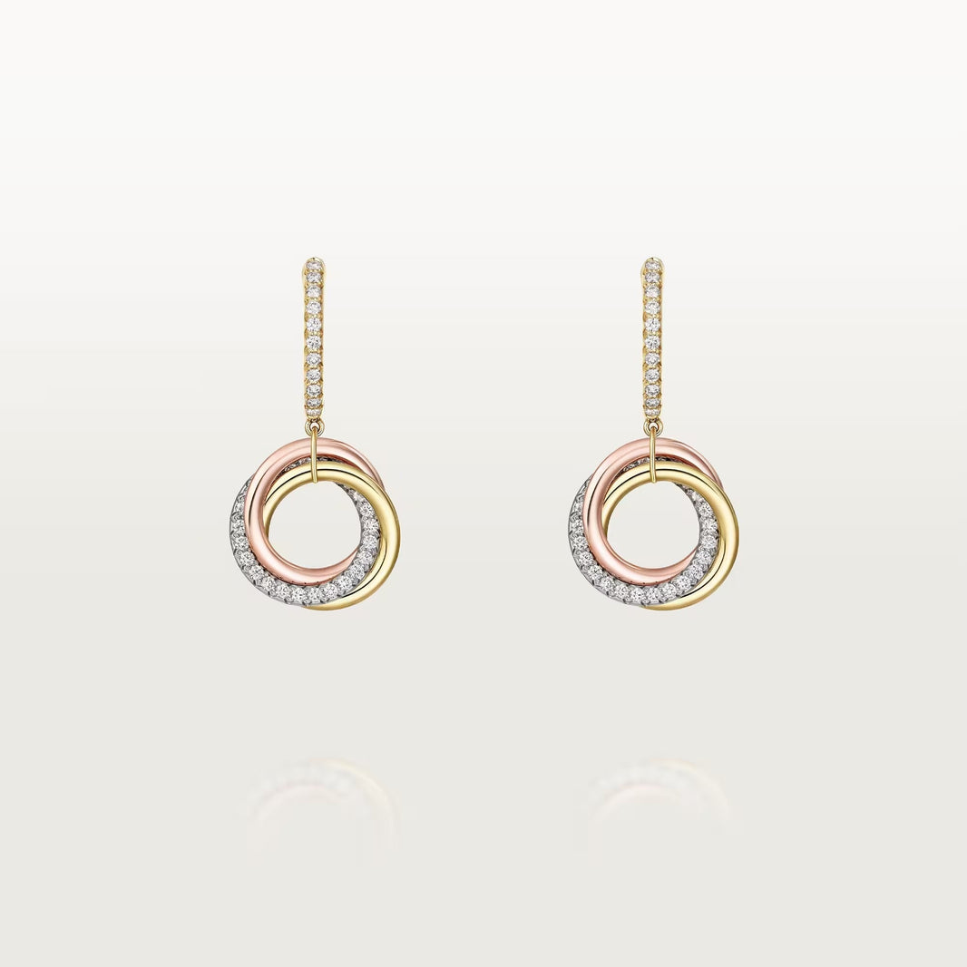 [LUXE] TRINITY HALF DIAMOND  EARRINGS