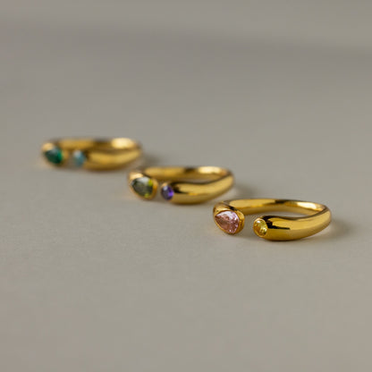 Anillo de sello con piedra de nacimiento Toi et Moi