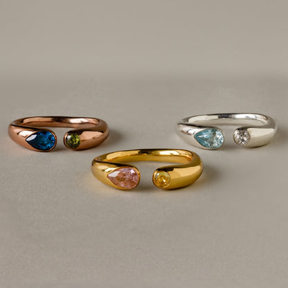 Anillo de sello con piedra de nacimiento Toi et Moi