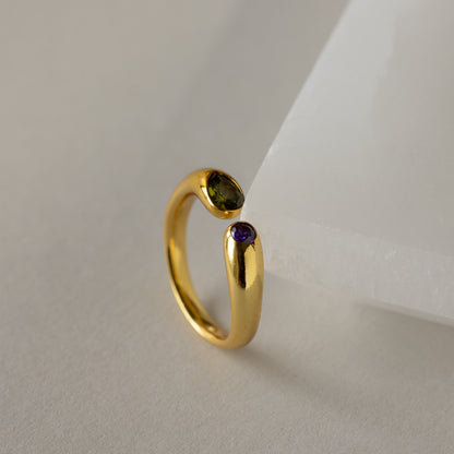 Anillo de sello con piedra de nacimiento Toi et Moi