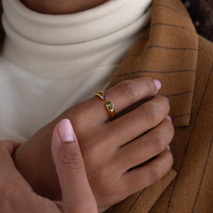 Anillo de sello con piedra de nacimiento Toi et Moi