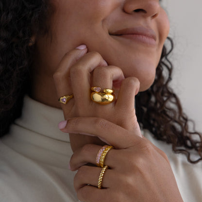 Anillo de sello con piedra de nacimiento Toi et Moi